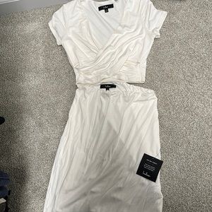 Lulus 2 piece white crop set -size small women’s NWT